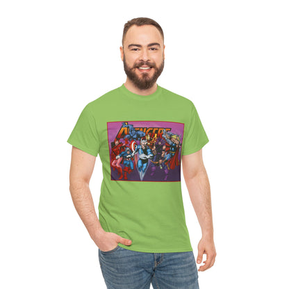 Avengers T-Shirt - John Byrne Art - Captain America, Quicksilver, Scarlet Witch, Beast, Iron Man, Thor, Hawkeye - Marvel Comics