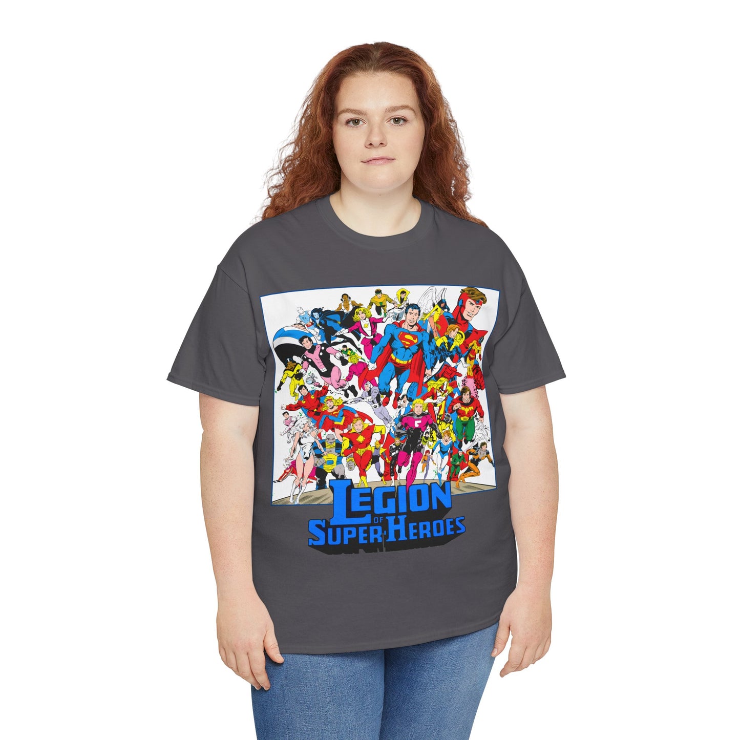 Legion of Super-Heroes T-Shirt - Greg Laroque Art - Who's Who in DC Comics - Superboy, Cosmic Boy, Dream Girl, Dawnstar, Supergirl, Sun Boy, Wildfire, Element Lad, Invisible Kid, Saturn Girl, Lightning Lad - DC Comics