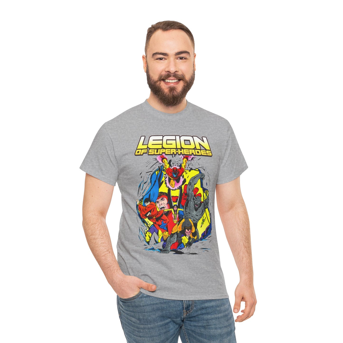 Legion of Super-Heroes T-Shirt - Mon-El, Colossal Kid, Wildfire, Dawnstar, Blok, Timber Wolf - LOSH - DC Comics