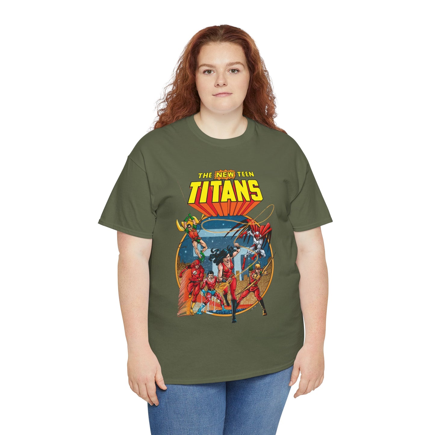 New Teen Titans T-Shirt - George Perez Art - Wonder Girl, Flash, Robin, Speedy, Aqualad, Hawk - DC Comics