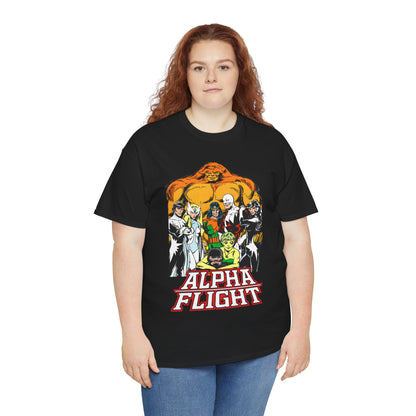 Alpha Flight T-Shirt - John Byrne Art - Northstar, Aurora, Guardian, Puck, Snowbird, Shaman, Sasquatch - Canada's Superhero Team - X-Men Connection - Marvel Comics