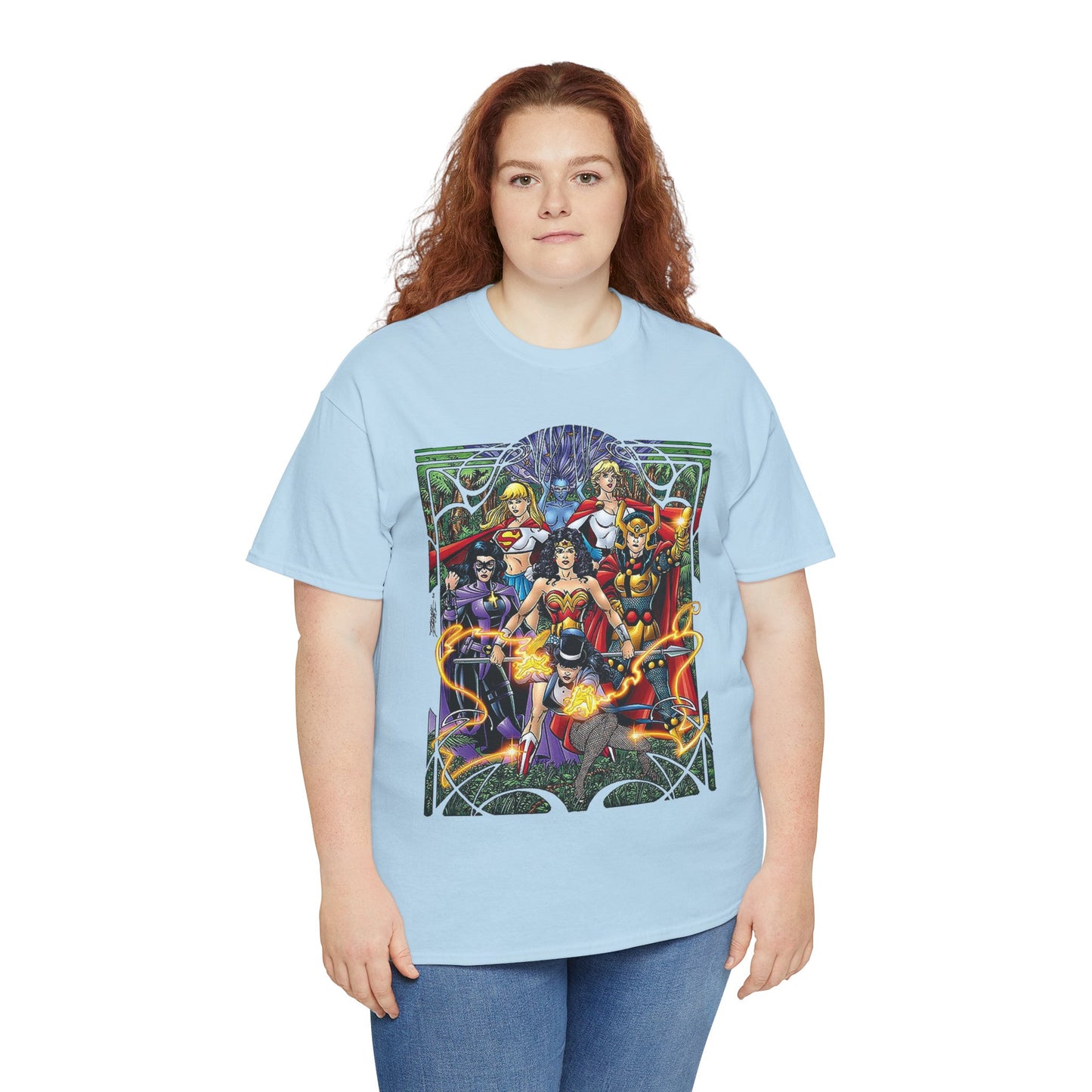 Justice League of Amazons T-Shirt - George Perez Art - Wonder Woman, Zatanna, Supergirl, Power Girl, Huntress, Big Barda - JLA - DC Comics