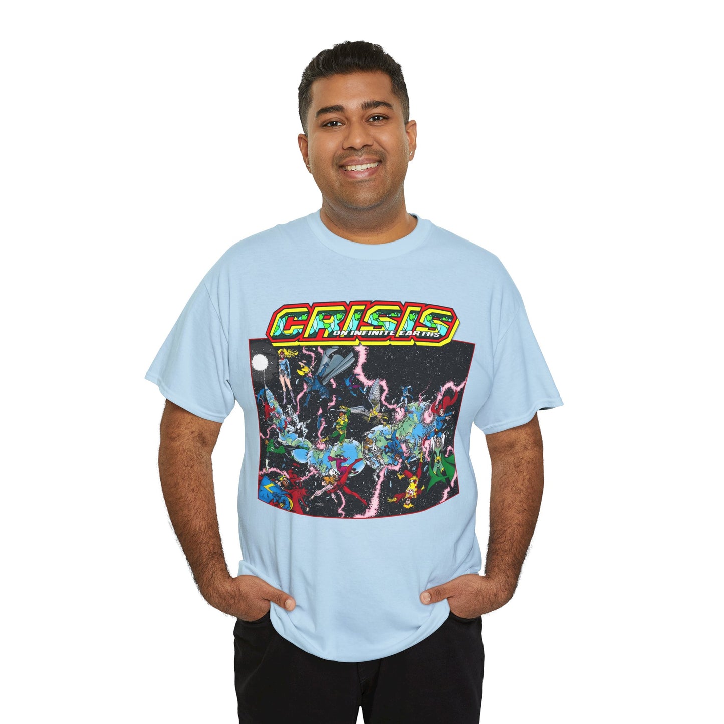 Crisis on Infinite Earths T-Shirt - George Perez Art - #1 Cover, First Issue - Harbinger, Pariah, Obsidian, Firestorm - DC Comics