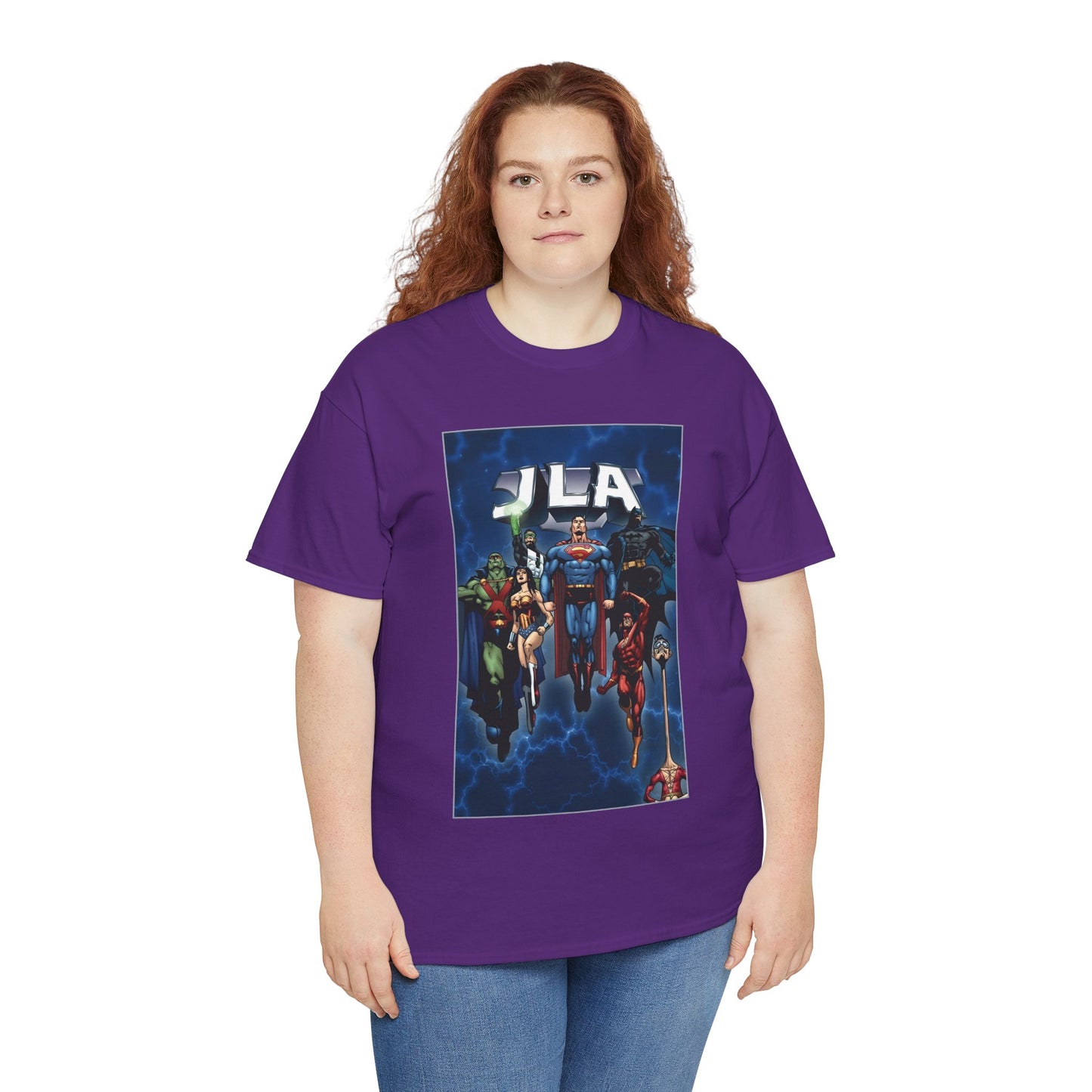 JLA T-Shirt - Doug Mahnke Art - Superman, Batman, Wonder Woman, Aquaman, Green Lantern, Flash, Martian Manhunter - DC Comics