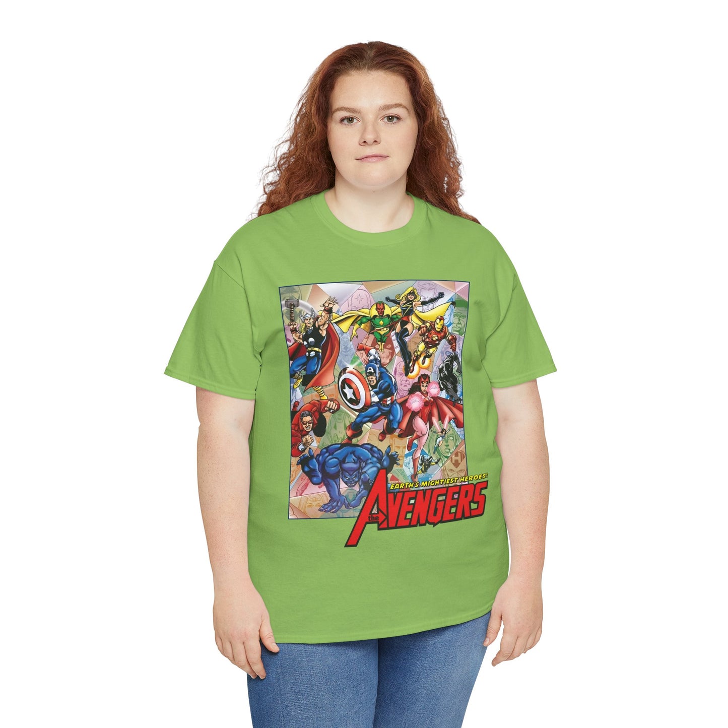 Avengers T-Shirt - George Perez Art - Captain America, Iron Man, Thor, Scarlet Witch, Black Panther, Wonder Man, Beast, Vision - Marvel Comics