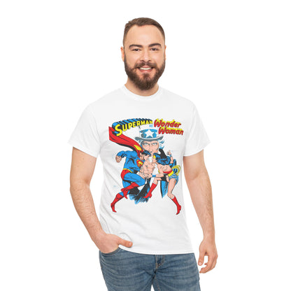 Superman Vs Wonder Woman T-Shirt - José Luis García-López Art - Popular 1970s Tabloid Story - DC Comics