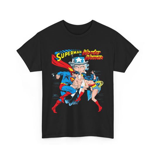 Superman Vs Wonder Woman T-Shirt - José Luis García-López Art - Popular 1970s Tabloid Story - DC Comics