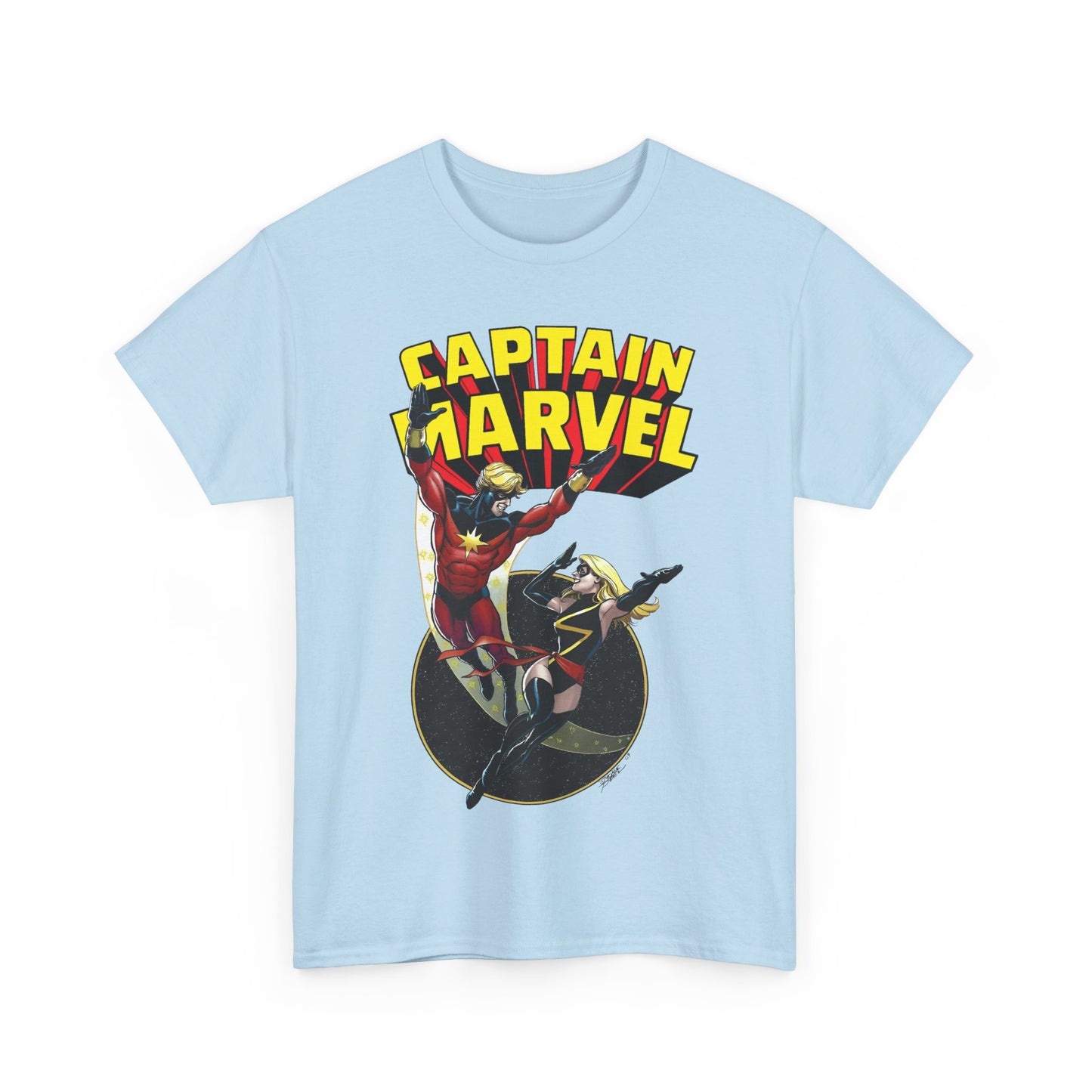 Captain Marvel T-Shirt - George Perez Art - Mar-Vell & Carol Danvers - Kree Empire - Marvel Comics