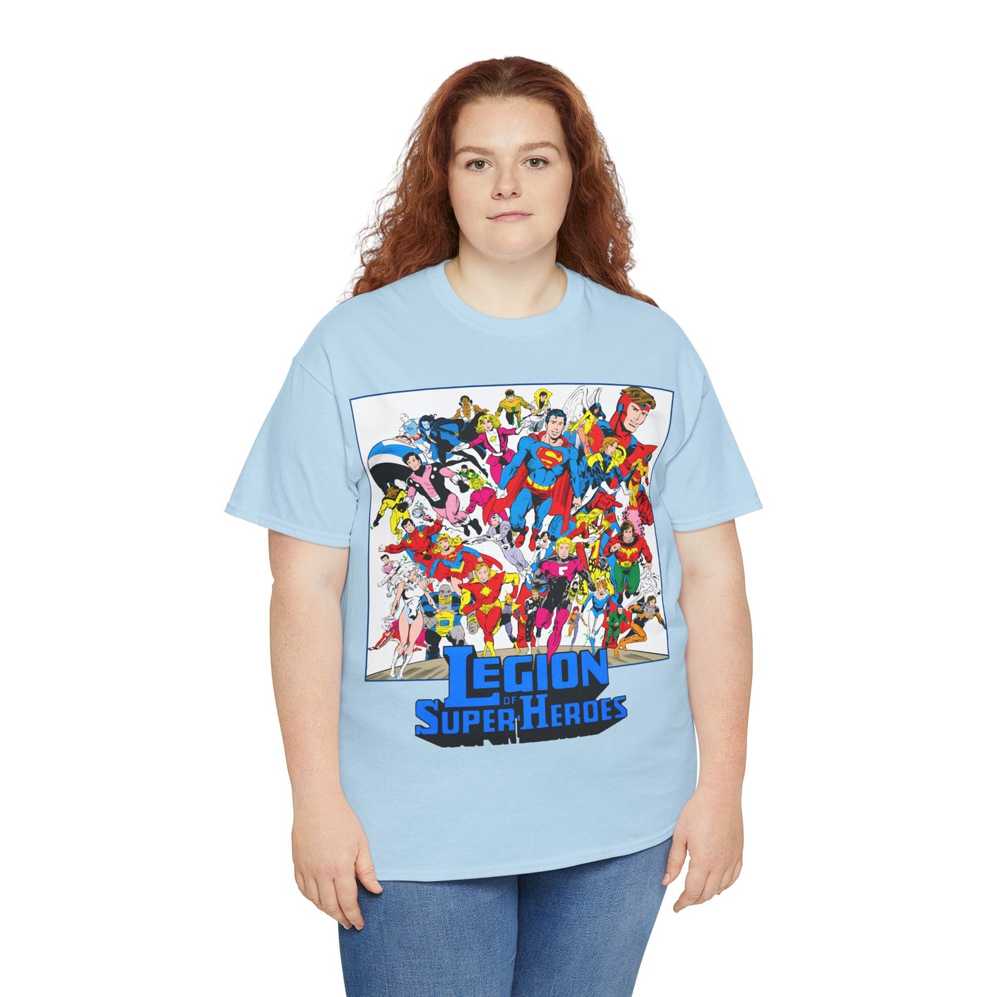 Legion of Super-Heroes T-Shirt - Greg Laroque Art - Who's Who in DC Comics - Superboy, Cosmic Boy, Dream Girl, Dawnstar, Supergirl, Sun Boy, Wildfire, Element Lad, Invisible Kid, Saturn Girl, Lightning Lad - DC Comics