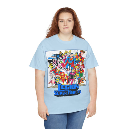 Legion of Super-Heroes T-Shirt - Greg Laroque Art - Who's Who in DC Comics - Superboy, Cosmic Boy, Dream Girl, Dawnstar, Supergirl, Sun Boy, Wildfire, Element Lad, Invisible Kid, Saturn Girl, Lightning Lad - DC Comics