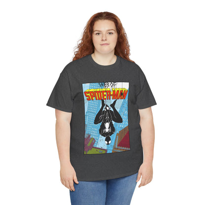 Web of Spider-Man T-Shirt - Charles Vess Art - Peter Parker, Web Slinger - Manhattan Skyline - Spidey Black Suit - Marvel Comics