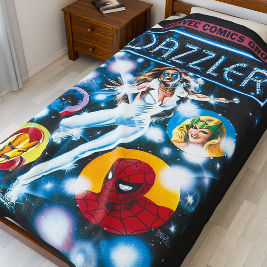 Dazzler Velveteen Plush Blanket 60x80" - Bob Larkin #1 Cover Art - Alison Blaire - Mutant Pop Star - Marvel Comics - Uncanny X-Men Link