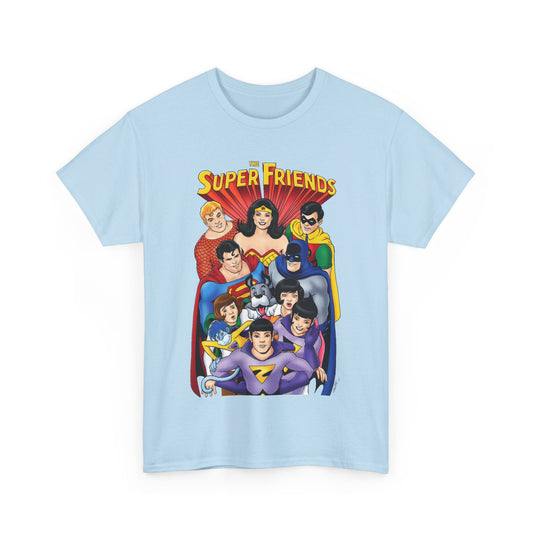 Super Friends T-Shirt - Kevin Maguire Art - Wonder Twins, Gleek, Superman, Wonder Woman Batman - DC Comics - Based on 1970s Hanna-Barbera Cartoon