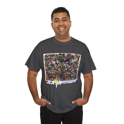 JLA Vs Avengers T-Shirt - Stunning, Classic George Perez Art - DC & Marvel 200s Crossover - Superman, Thor, Wonder Woman, Captain America, Flash, Black Panther, Iron Man, Batman