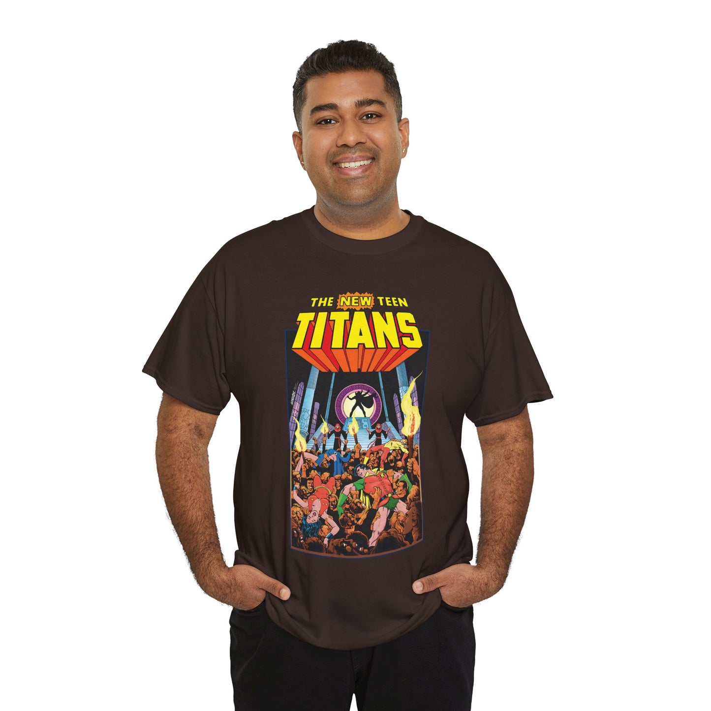 New Teen Titans T-Shirt - George Perez Art - #22 Cover - Wonder Girl, Robin, Raven, Kid Flash - Brother Blood Story - DC Comics