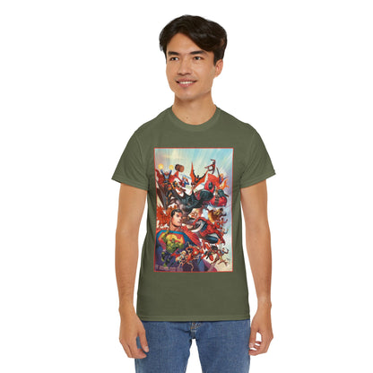 DC/Marvel T-Shirt - The Cosmic Kiss Caper & Other Stories Cover Art - Superman, Deadpool, Spider-Man, Harley Quinn, Batman Beyond, Static, Dr. Strange - DC Comics/Marvel