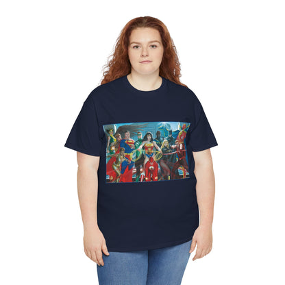 Justice League T-Shirt - Alex Ross Art - Superman, Wonder Woman, Batman, Flash, Black Canary, Vixen, Black Lightning, Green Lantern, Geo-Force, Red Tornado - DC Comics