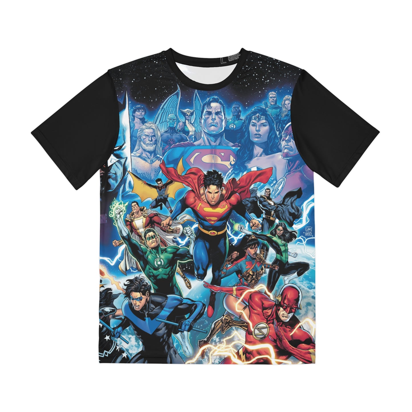 Dark Crisis All Over Print Tee (Polyester) - Daniel Sampere Art - Nightwing, Flash, Jon Kent, Yara Flor, Damian Wayne - DC Comics