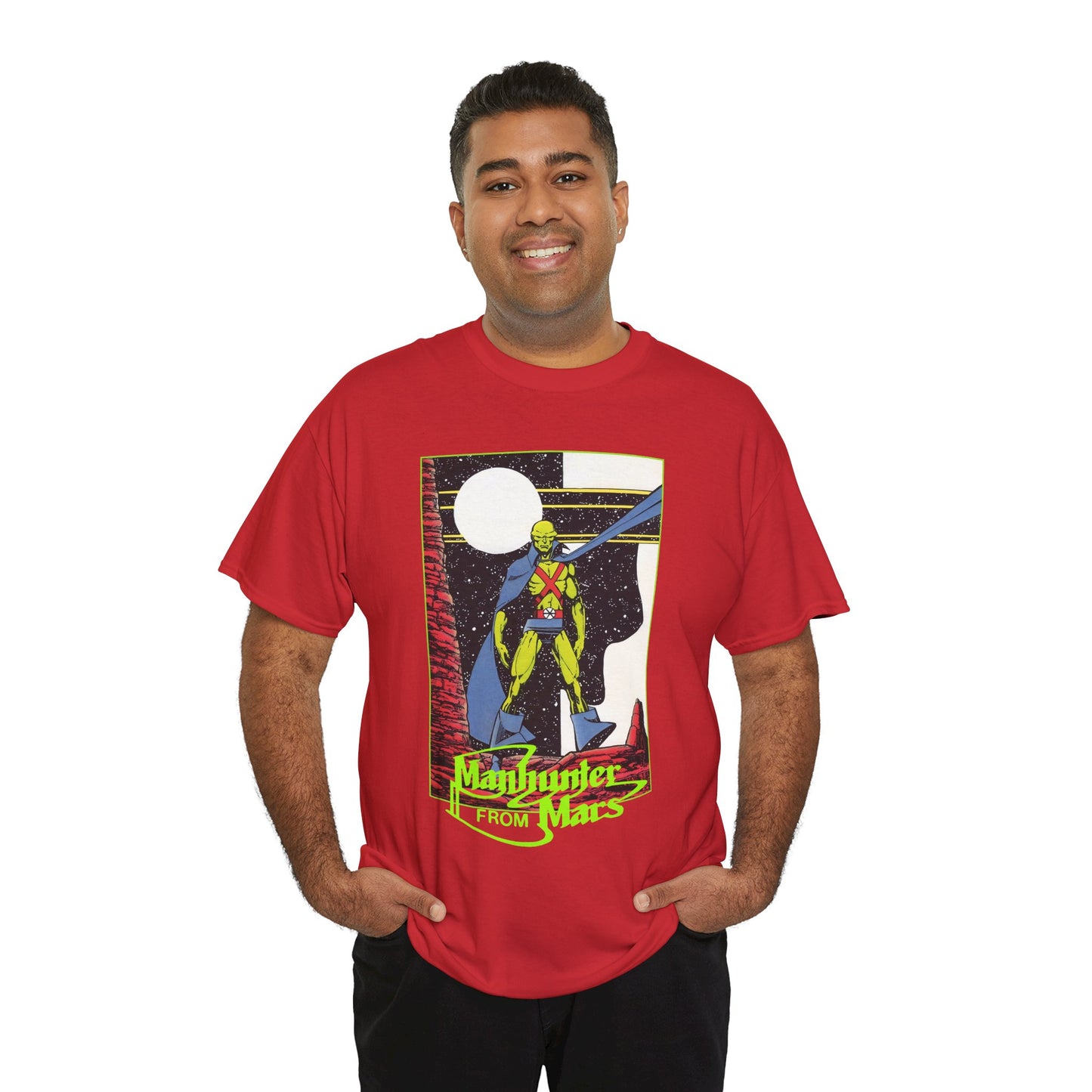 Martian Manhunter T-Shirt - George Perez Art - 1980s Justice League of America (JLA) Postcard Art - DC Comics