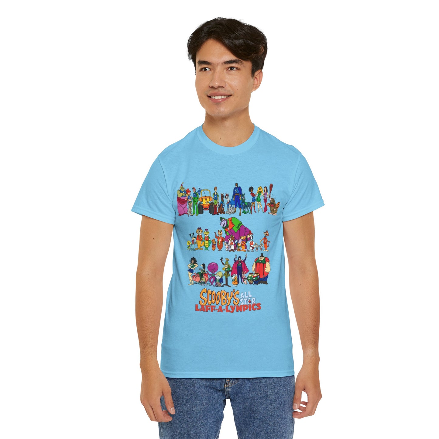 Scooby's All-Star Laff-A-Lympics T-Shirt - Hanna-Barbera Cartoon - Speed Buggy, Yogi Bear, Grape Ape, Scooby Dum, Shaggy, Wally Gator