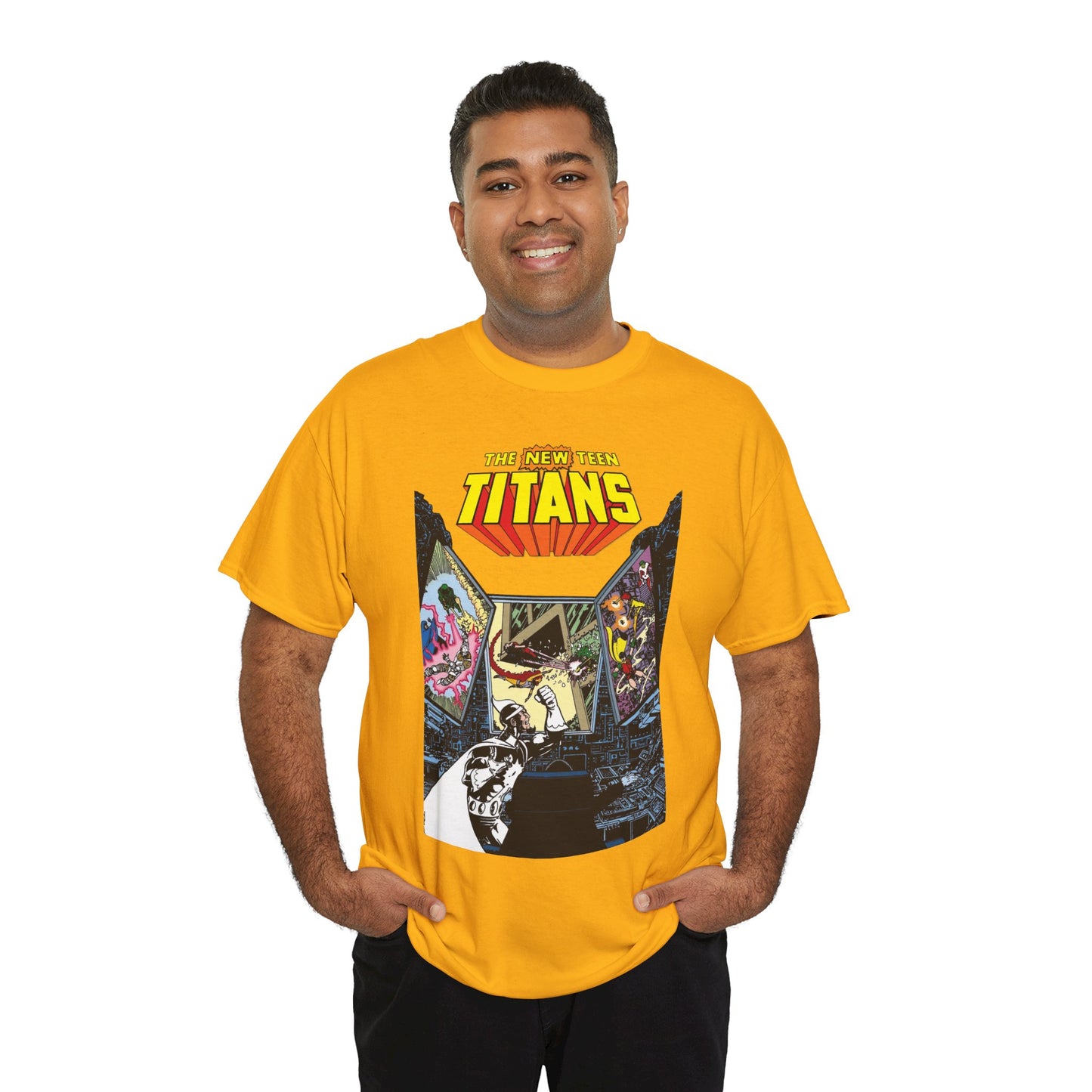 New Teen Titans T-Shirt - George Perez Art - Dr. Light, Titans Tower - DC Comics
