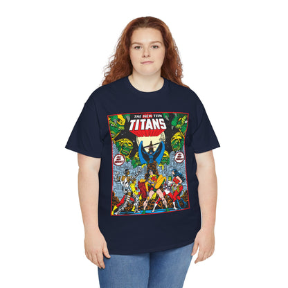 New Teen Titans T-Shirt - George Perez Art - #1 Splash Page - Robin, Starfire, Wonder Girl, Cyborg, Raven, Changeling, Kid Flash - DC Comics