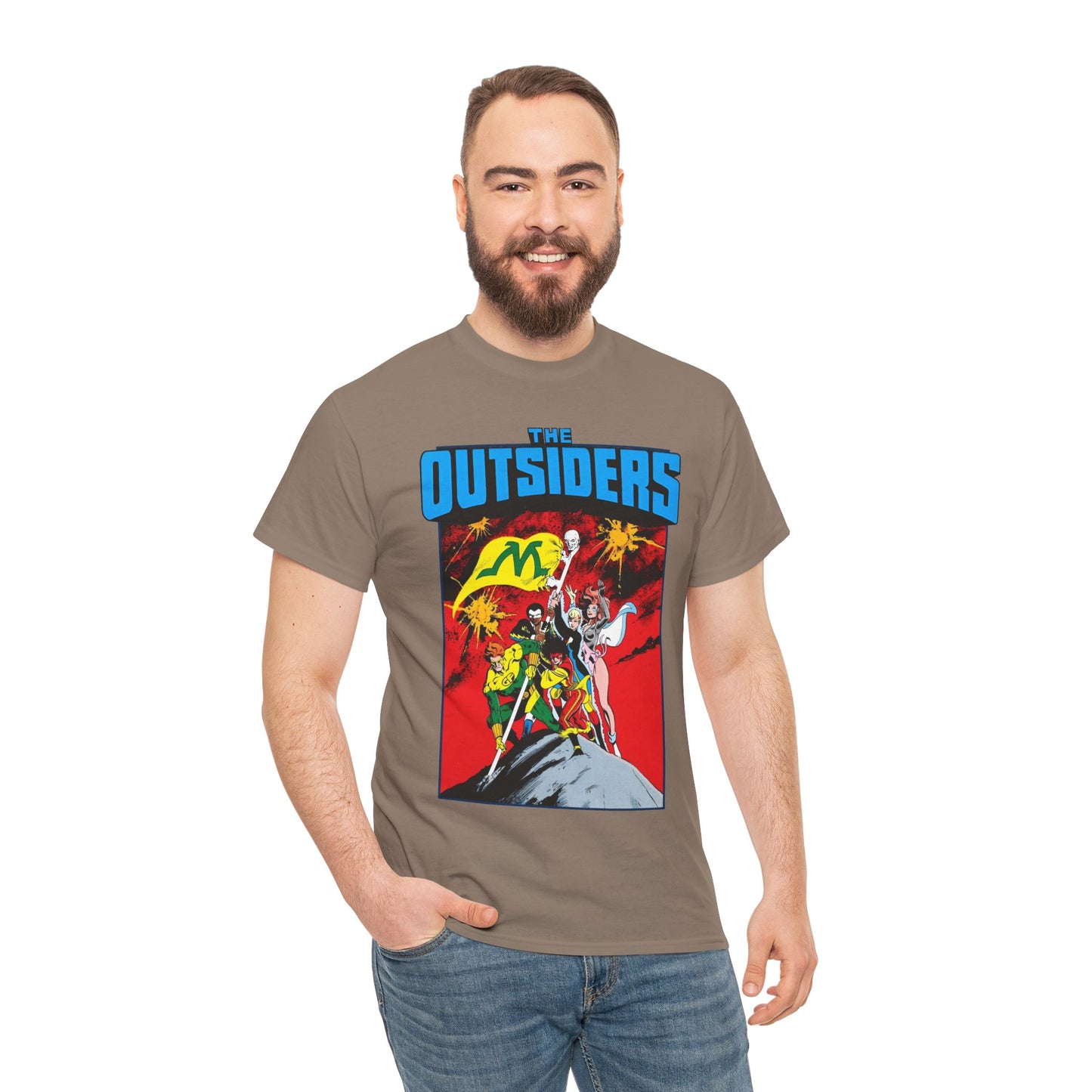 Outsiders T-Shirt - Alan Davis Art - Geo-Force, Halo, Black Lightning, Metamorpho, Katana - DC Comics