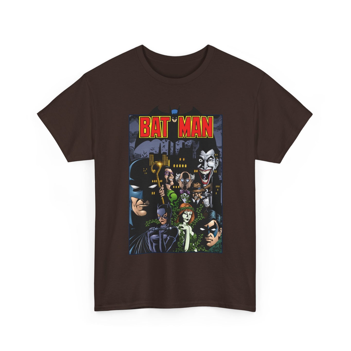 Batman T-Shirt - George Perez Art - Arkham Asylum - Joker, Catwoman, Poison Ivy, Riddler, Nightwing - DC Comics