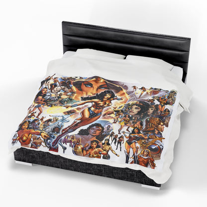 Wonder Woman Velveteen Plush Blanket 60x80" - Phil Jimenez Art - Amazon Warrior from Themyscira - DC Comics