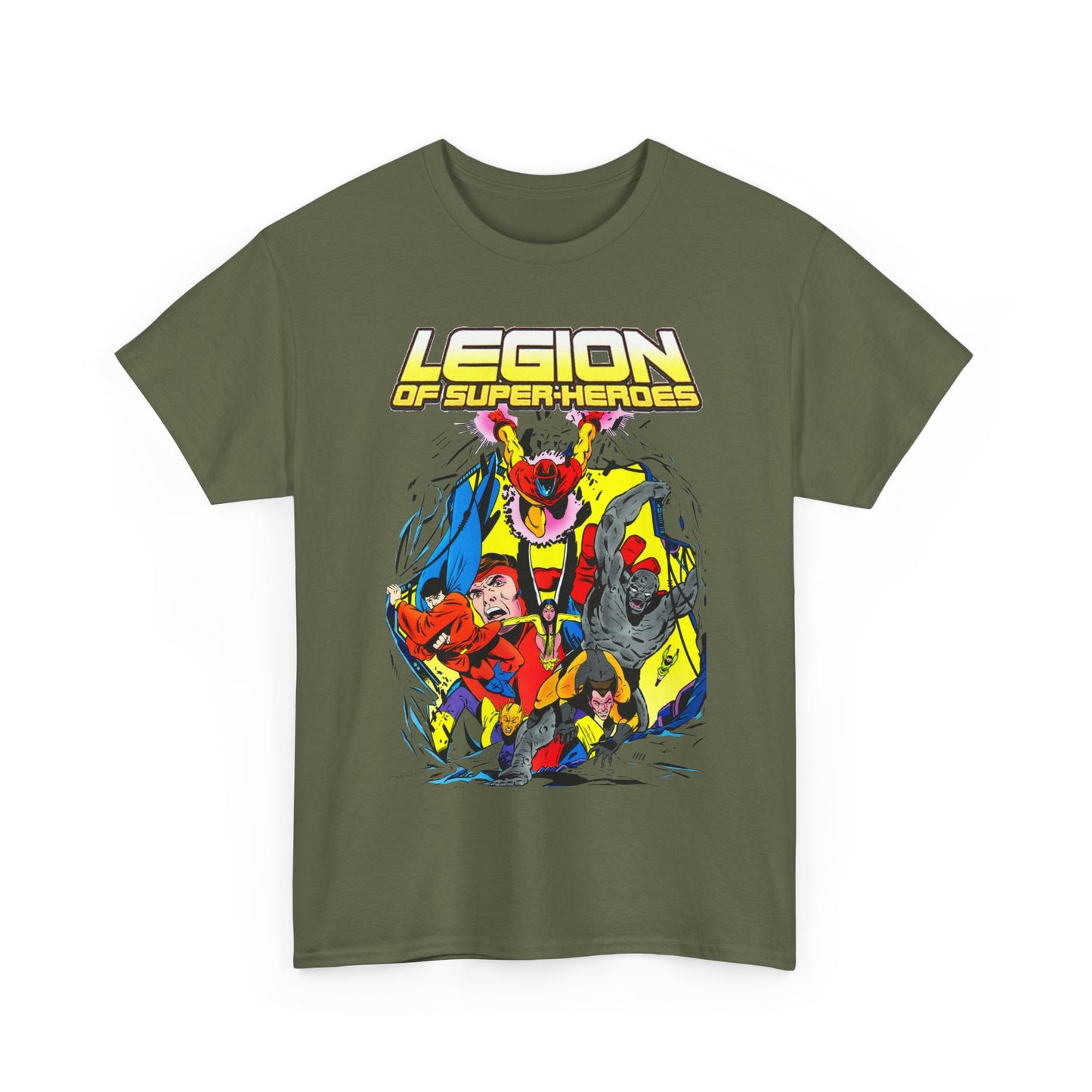 Legion of Super-Heroes T-Shirt - Mon-El, Colossal Kid, Wildfire, Dawnstar, Blok, Timber Wolf - LOSH - DC Comics