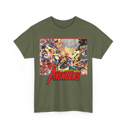 Avengers Vs Thunderbolts T-Shirt - George Perez Art - Captain America, Iron Man, Wonder Man, Scarlet Witch, Hawkeye, Citizen V, MACH-1, Techno, Atlas, Songbird - Marvel Comics