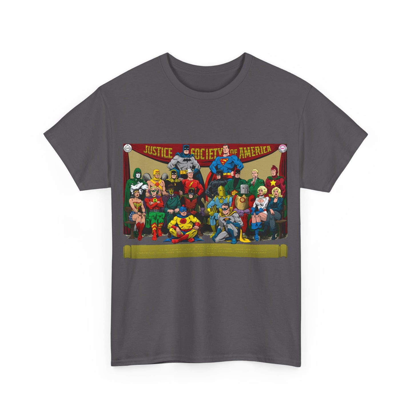 JSA T-Shirt - Sandman, Starman, Atom, Dr Fate, Mr Terrific, Flash, Green Lantern - DC Comics - Justice Society of America - Golden Age