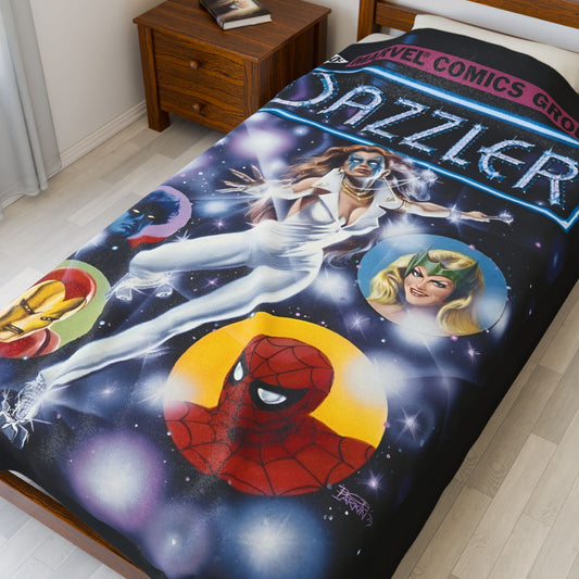 Dazzler Velveteen Plush Blanket 60x80" - Bob Larkin #1 Cover Art - Alison Blaire - Mutant Pop Star - Marvel Comics - Uncanny X-Men Link
