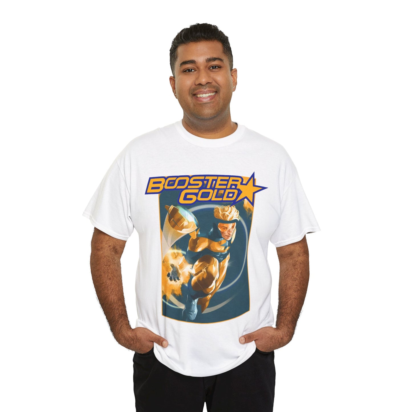 Booster Gold T-Shirt - Don Aguillo Art - Justice League: The Omega Act - DC Comics
