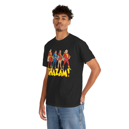 Shazam T-Shirt - Marvel Family Filmation Art - Mary Marvel, Captain Marvel Jr, Uncle Dudley - DC Comics