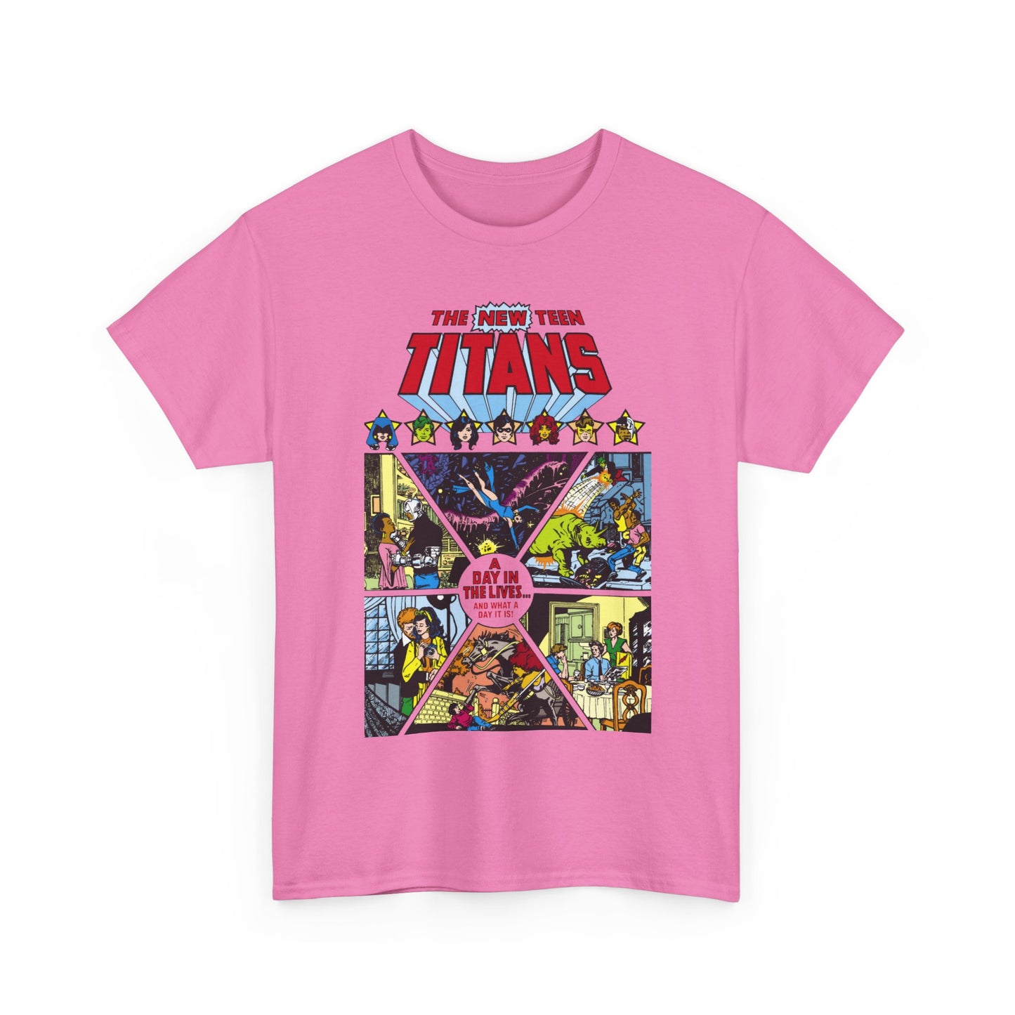 New Teen Titans T-Shirt - George Perez Art - #8 Cover - A Day in the Life - Robin, Wonder Girl, Cyborg, Starfire, Raven, Changeling, Kid Flash - DC Comics