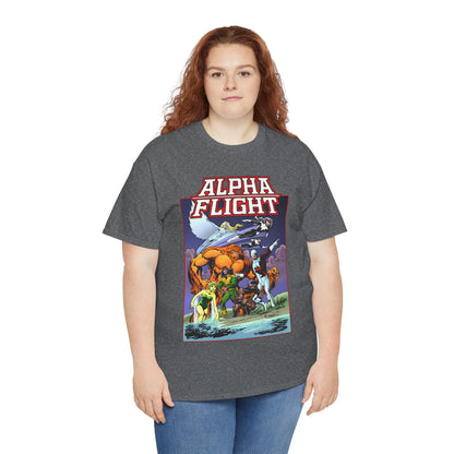 Alpha Flight T-Shirt - John Byrne Art - Guardian, Aurora, Northstar, Shaman, Snowbird, Puck - Marvel Comics - Canada's Super-Team