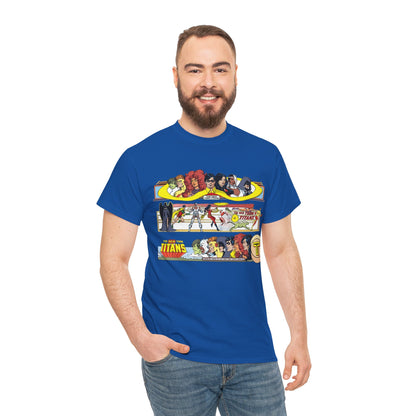 New Teen Titans T-Shirt - George Perez Art - 1980s Promotional Banners - Robin, Wonder Girl, Cyborg, Starfire - DC Comics
