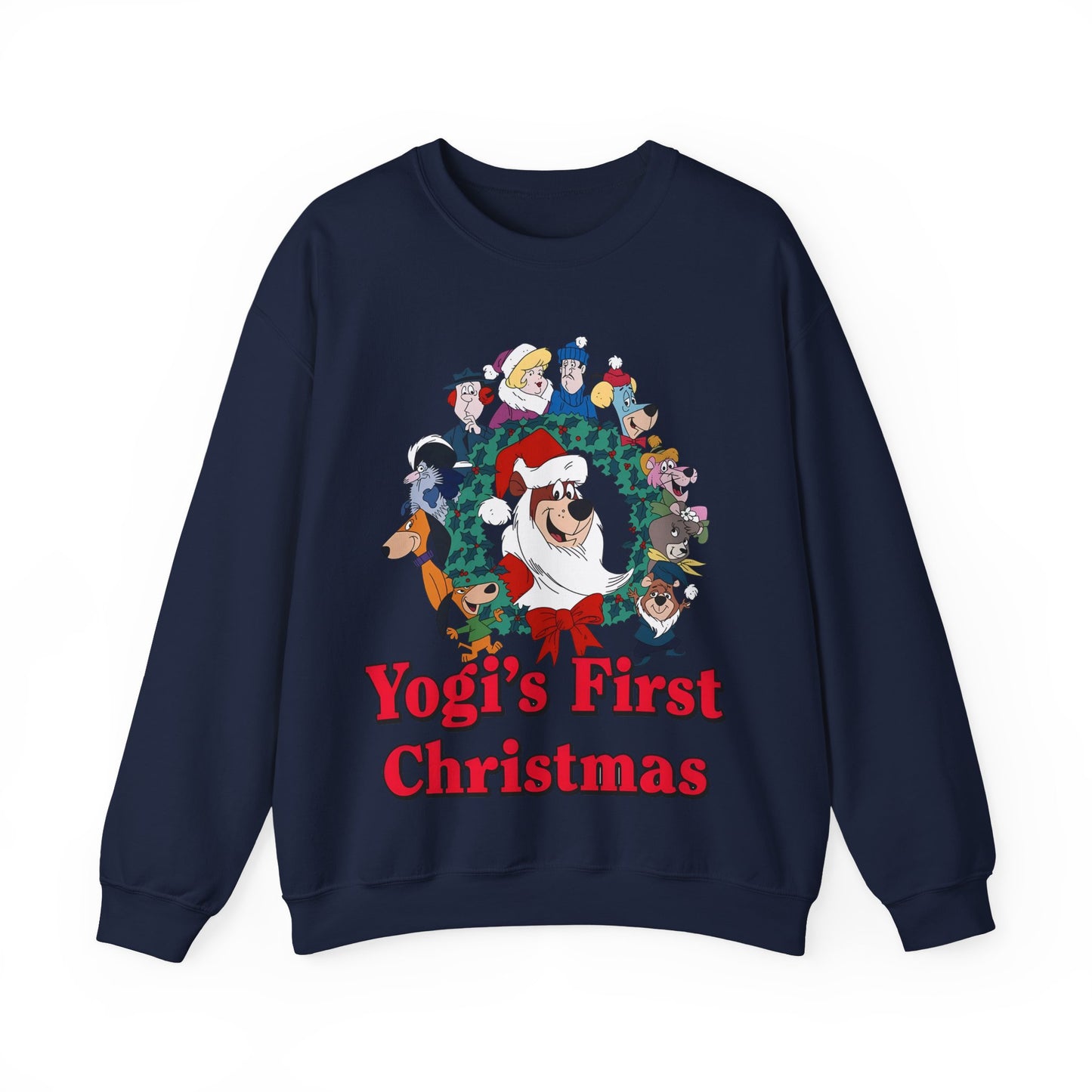 Yogi's First Christmas Crewneck Sweatshirt - Hanna-Barbera TV Holiday Special - Snagglepuss, Huckleberry Hound, Ranger Smith