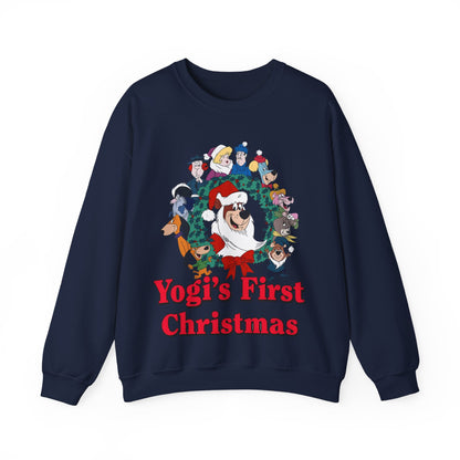 Yogi's First Christmas Crewneck Sweatshirt - Hanna-Barbera TV Holiday Special - Snagglepuss, Huckleberry Hound, Ranger Smith
