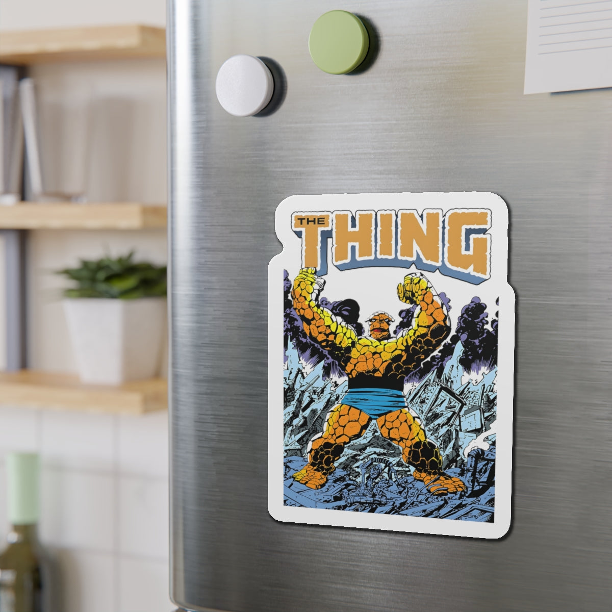 The Thing Die-Cut Magnet - John Byrne Art - Fantastic Four Member - Post Secret Wars Series - Ben Grimm - Marvel Comics - 3", 4", 5", 6"