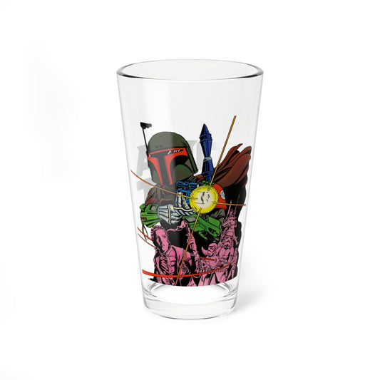 Boba Fett Pint Glass, 16oz - Star Wars, The Empire Strikes Back - SW, TESB - Bounty Hunter, Cloud City, Jango Fett - Marvel Comics Art - 1970s/1980s Comics
