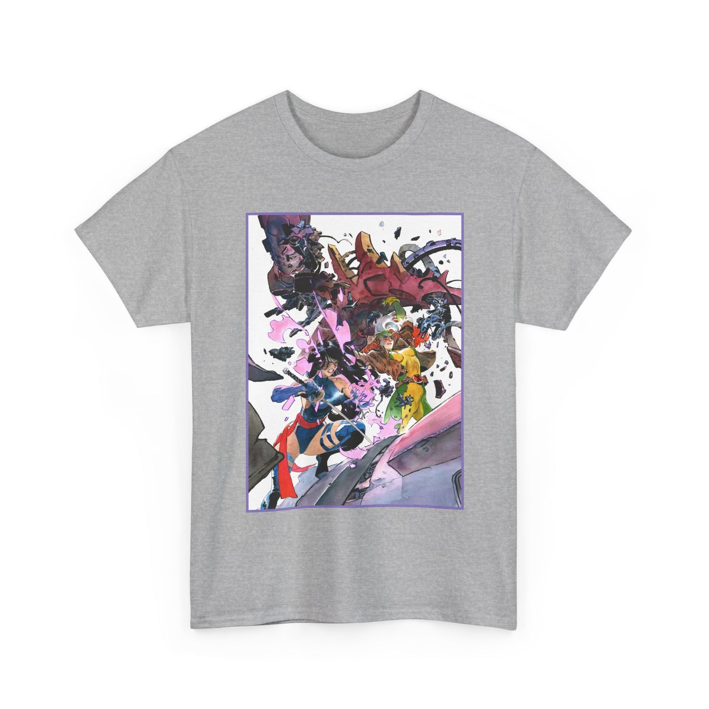 Rogue & Psylocke T-Shirt - Ripping Apart a Sentinel - X-Men Mutants - Marvel Comics