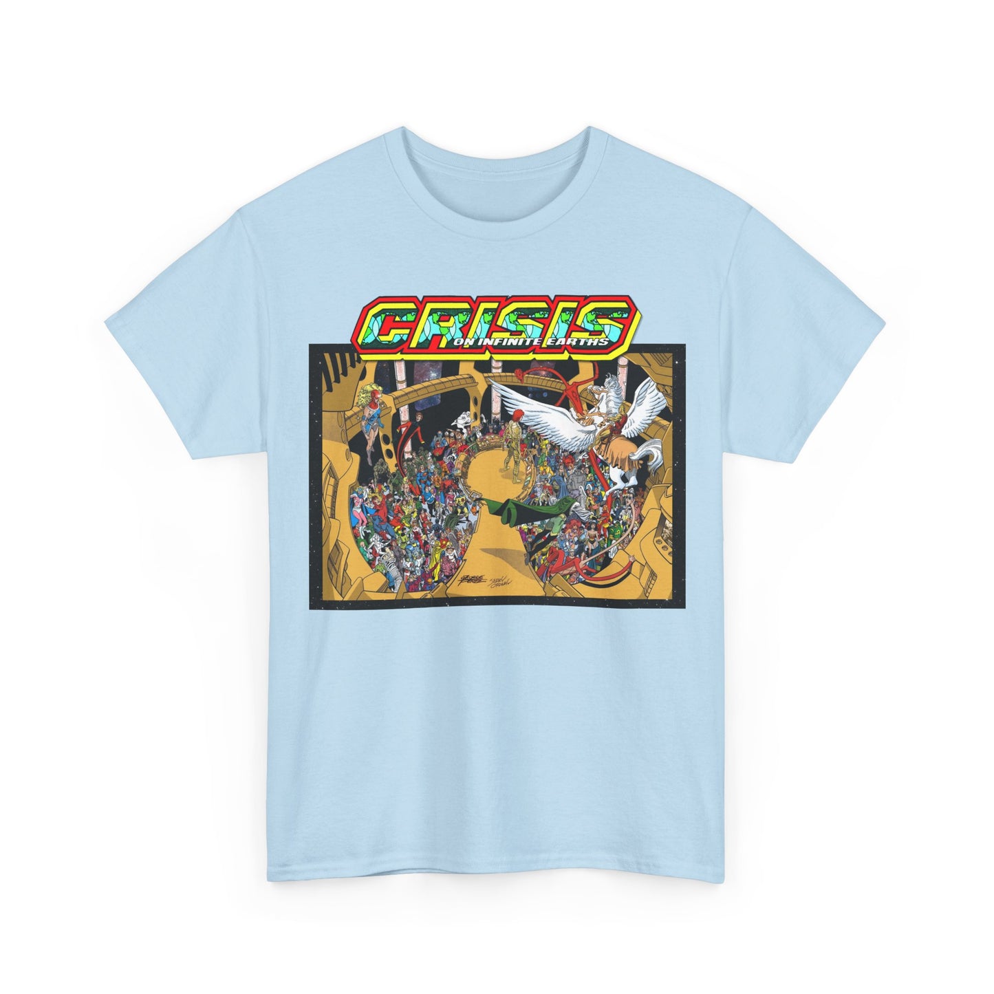 Crisis on Infinite Earths T-Shirt - George Perez & Jerry Ordway Art - The Monitor's Satellite - DC Comics