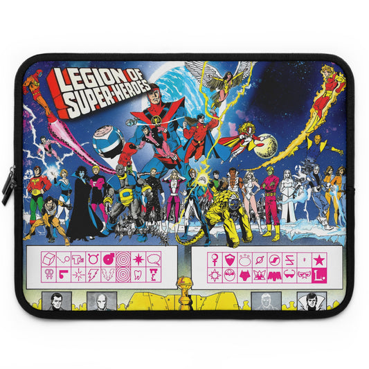 Legion of Super-Heroes Laptop Sleeve (15" or 17") - George Perez Art - DC Comics - Lightning Lad, Cosmic Boy, Timber Wolf, Brainiac 5, Bouncing Boy - History of the DC Universe Art