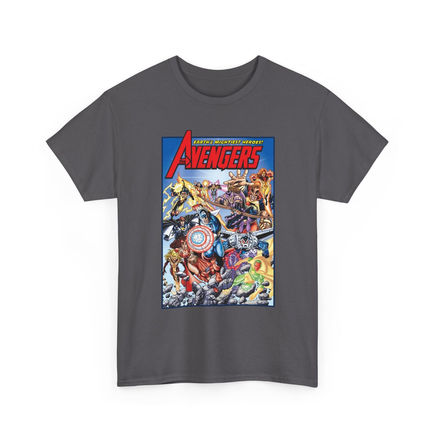 Avengers & Thunderbolts T-Shirt - George Perez Art - Captain America, Iron Man, Wonder Man, Scarlet Witch, Hawkeye, Citizen V, MACH-1, Techno, Atlas, Songbird - Marvel Comics