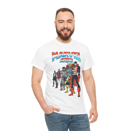 Marvel Age T-Shirt - Captain America, Thor, Incredible Hulk, Iron Man, Spider-Man - New Looks for the 80s