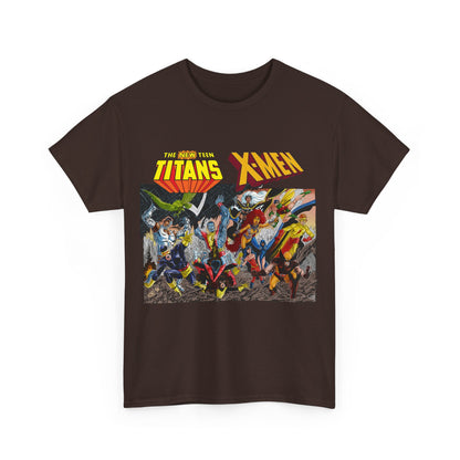 Uncanny X-Men Vs New Teen Titans T-Shirt - Amazing John Byrne Art - DC Comics, Marvel Comics Crossover - Wolverine, Starfire, Cyclops, Storm, Raven, Wonder Girl
