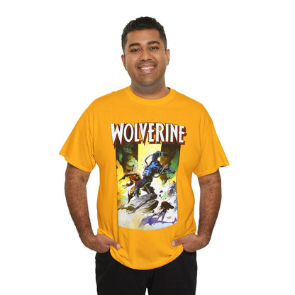 Wolverine T-Shirt - Mike Mignola Art - Jungle Adventure - Savage Land Story - Vs A Dinosaur - Logan, X-Men Member - Marvel Comics