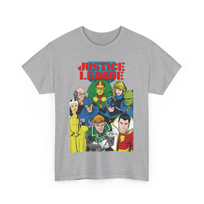 Justice League International T-Shirt - Kevin Maguire Art - JLI - DC Comics - Blue Beetle, Dr Fate, Batman, Mr Miracle, Martian Manhunter - Guy Gardner